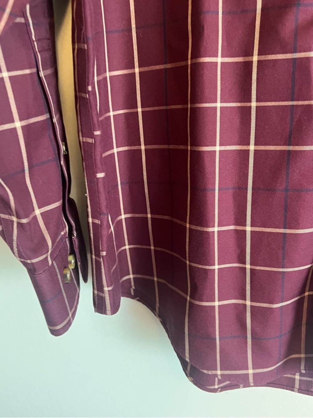 Brooks Brothers Burgundy Windowpane Long-Sleeve Dress Shirt - Picture 4 of 5